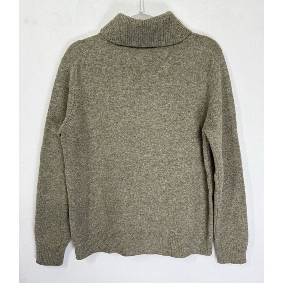 Vtg J Crew 100% Lambswool Sweater Mens Medium Tan Taupe Marled Knit Shawl Collar - Picture 4 of 7